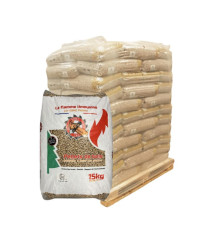 Sac de Pellets La Flamme Limousine 15 Kg Din Plus - vue d'ensemble avec palette