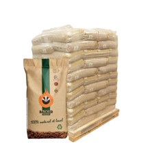 Granulés de bois « badger » 100% naturel et local certifié En+® et DINplus® - vue d'ensemble avec palette