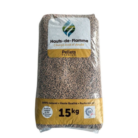 Pellets de Bois Hauts de Flamme Din+ 15 Kg
