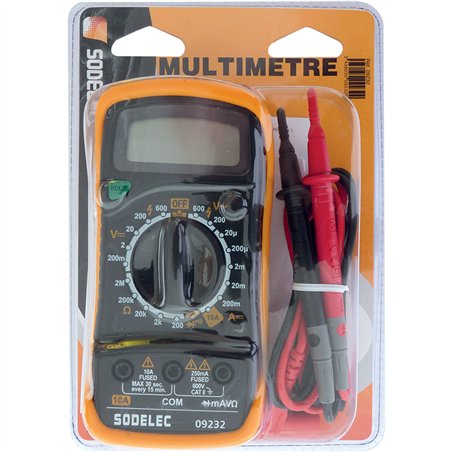Multimètre digital avec écran LCD et test de continuité