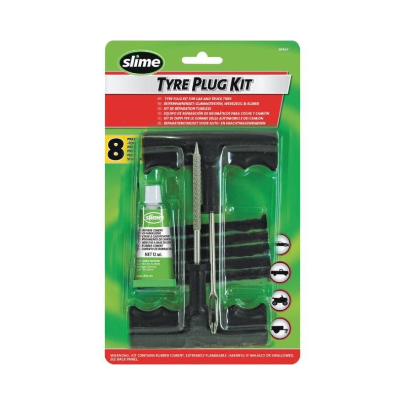 Kit de réparation pour pneus tubeless 8 pièces avec mèches et colle