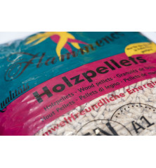 Pellets Flammenco - vue zoomée sur écritures